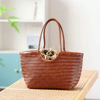 Bolsos compuestos de piel de vaca de cuero genuino para mujer, bolsos de diseñador de lujo, bolso de hombro informal tejido para axila 2025