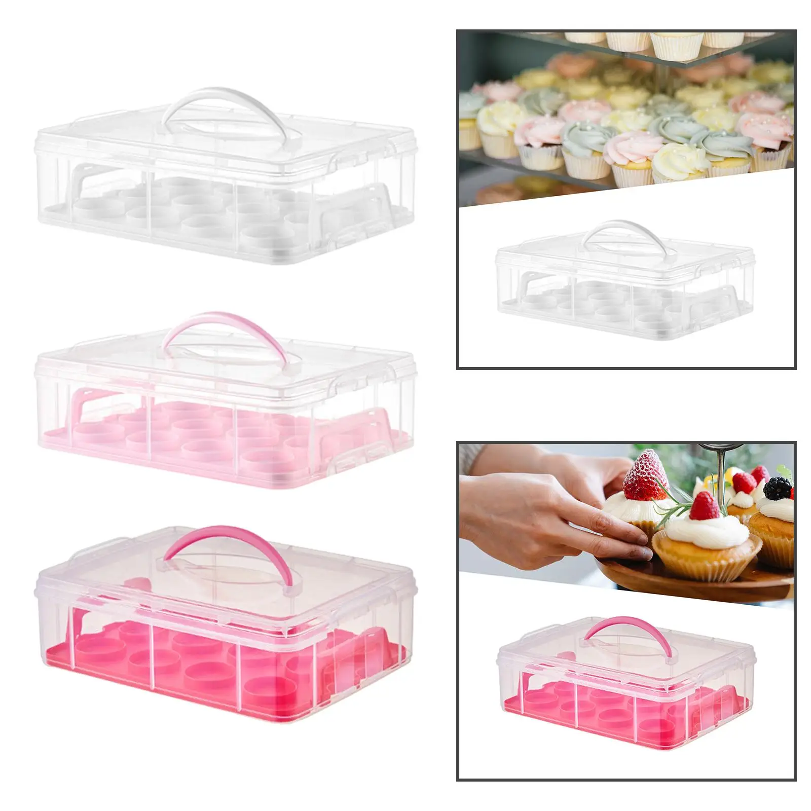 Cupcake Carrier แบบพกพาพร้อมที่จับ STACKABLE Cupcake ผู้ถือ Cupcake Keeper สําหรับมัฟฟินพายคุกกี้ Pastry ชีสเค้ก