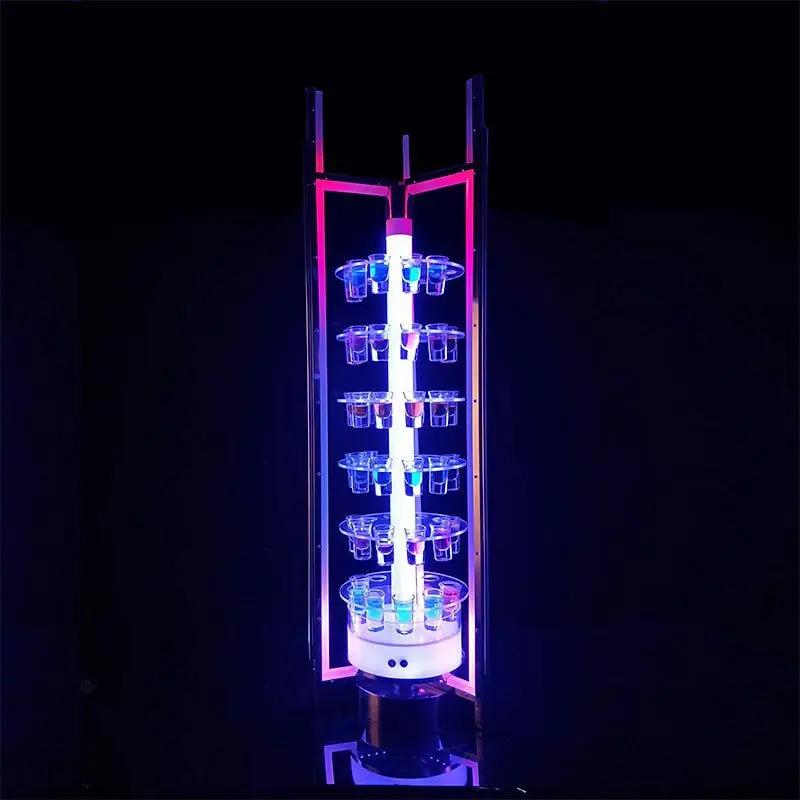 Custom. Glowing Cocktail Rack Bar Rotating Colorful Skyscraper Bullet Cup Rack KTV Glowing Wine Glass Rack