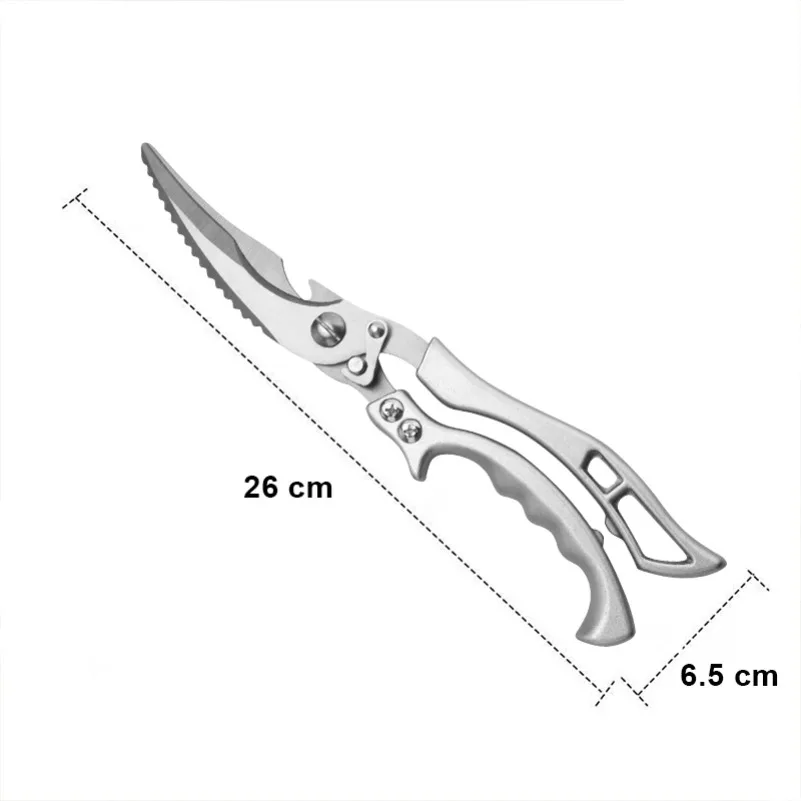 Multifunctional Chicken Bone Scissors Tainless Steel Strong Wings Fish Shears Bottle Opener Scissors Powerful Kitchen Scissors
