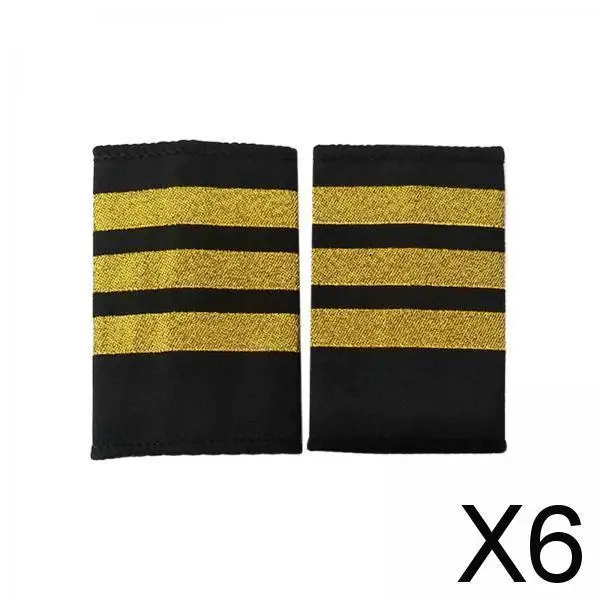 

6x Airline Uniform Epaulets Insignia Sliders, Professional Brooches Epaulette Officer Shoulder Boards for Cosplay Holiday