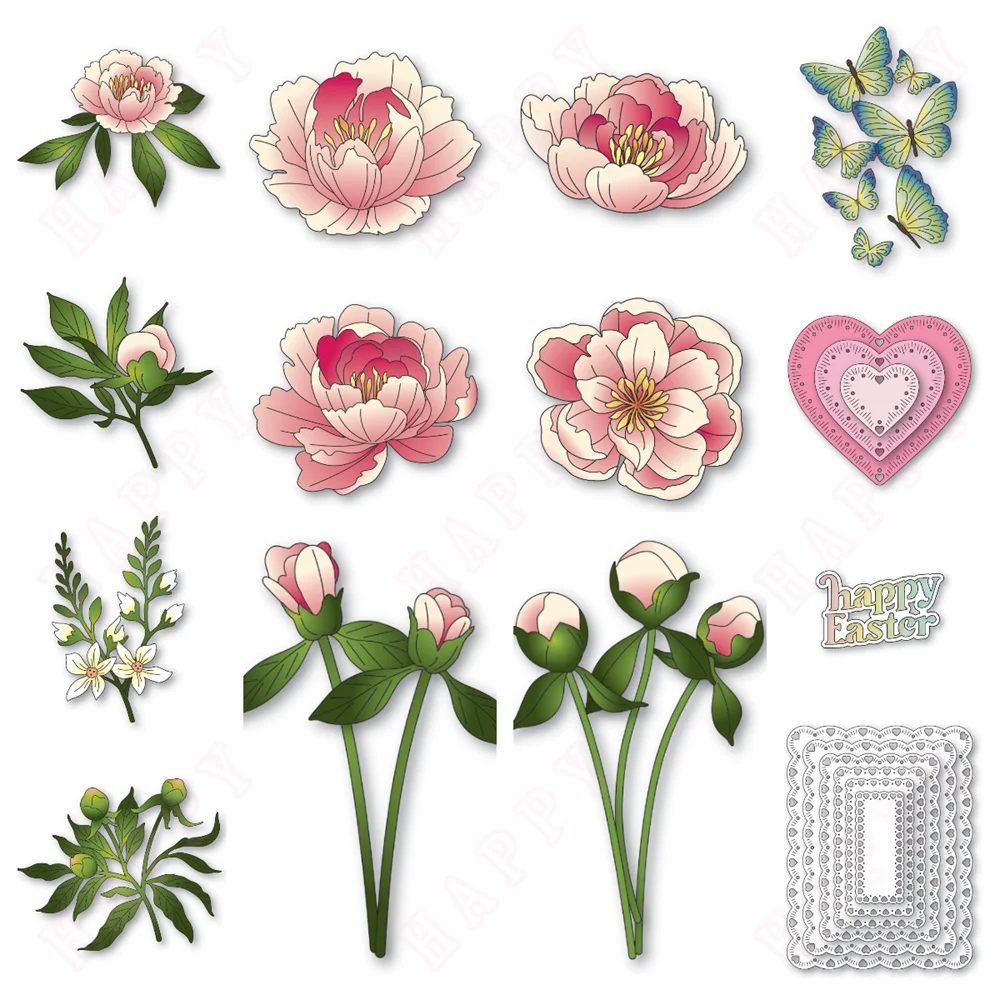 Refined Peony Bloom Dies Metal Cutting Dies Stencil For DIY Cut Die Scrapbooking Album Embossing Paper Card Embossinge 2025 New