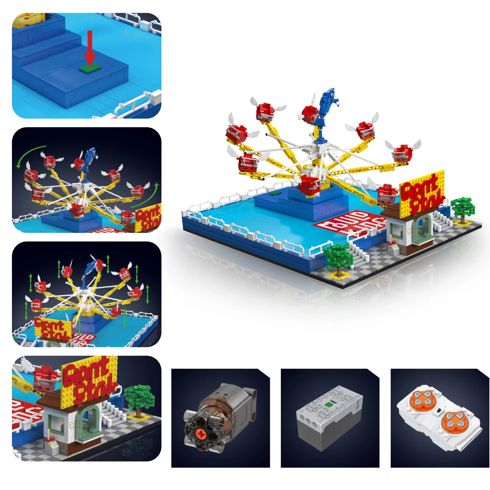 MOULD KING Dolphin Rotating Ride Model Electric Motorized Building Blocks MOC Bricks Dynamic Toy Kit for Kids Christmas Gift