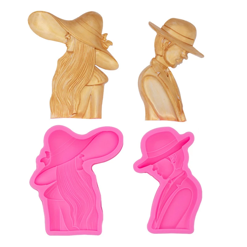 Hat Lovers Men and Women Silicone Molds DIY Fondant Cake Decorating Tools Resin Clay Soap Candy Chocolate Gumpaste Mold