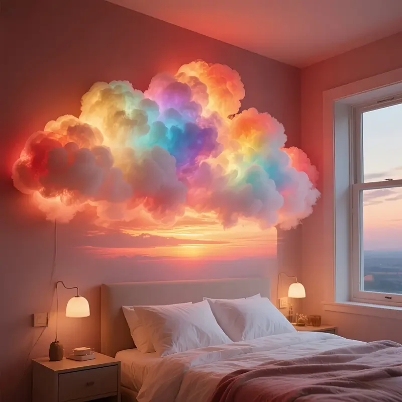 39.3inch 3D Thunder Cloud LED Ambient Light Remote and APP Control DIY Color Changing Light Lamp for Game Room Party Club