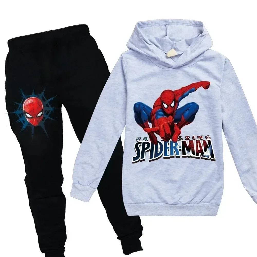 Marvel Spider Man  Kids  Boy Girl Hoodies Pants Suit Cartoon Spiderman Print Children\'s Clothing Set Sweatshirts Casual