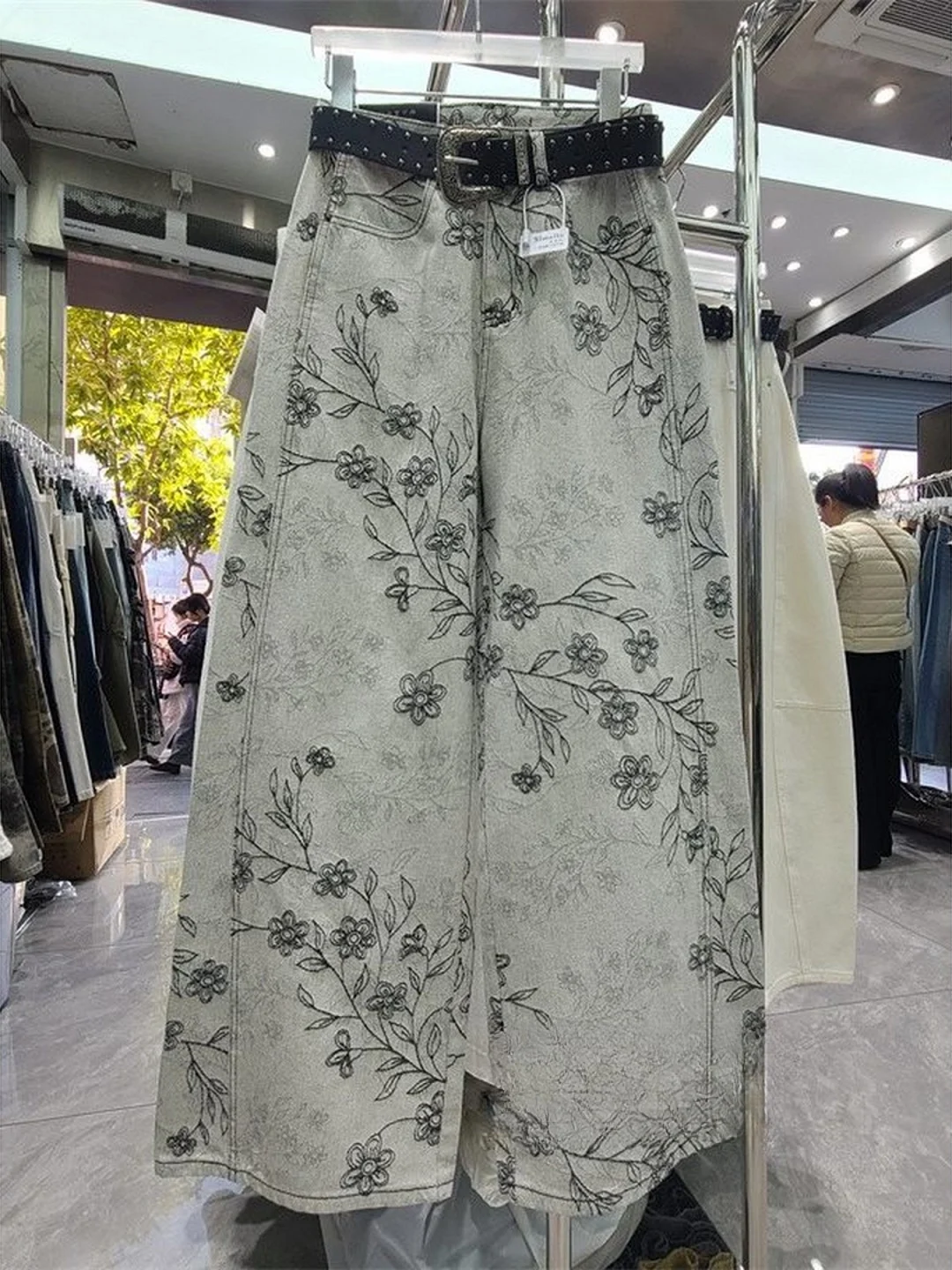 

High Waist Printed Casual Pants Women's Spring 2026 New Korean Style Slimming Versatile Wide Leg Pants Straight Knife