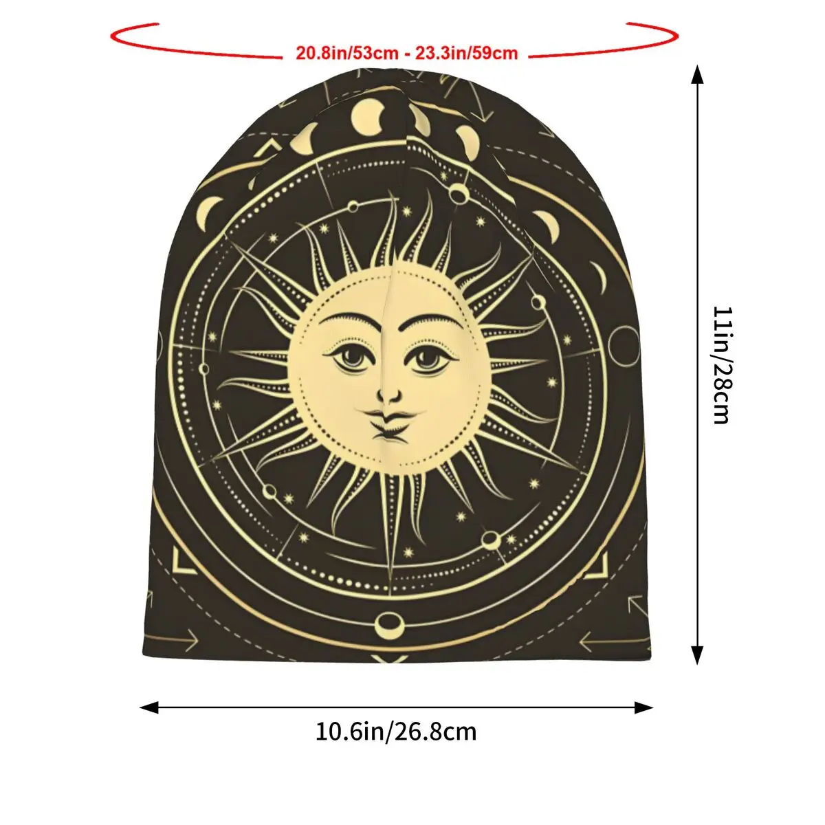 Medieval Symbol Of Sun With Phases Of Moon And Planets Unisex Bonnet Thin Hiking Double Layer Hats For Men Women