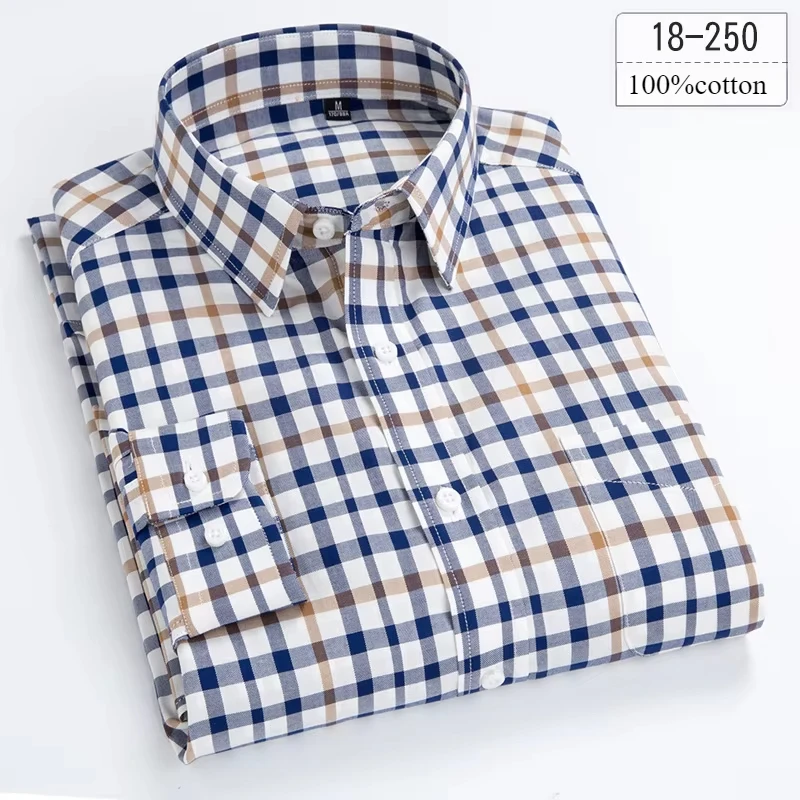 Hight quality plaid 100%cotton long-sleeve shirts for men thin slim fit formal shirt thin elegant office houndstooth clothes