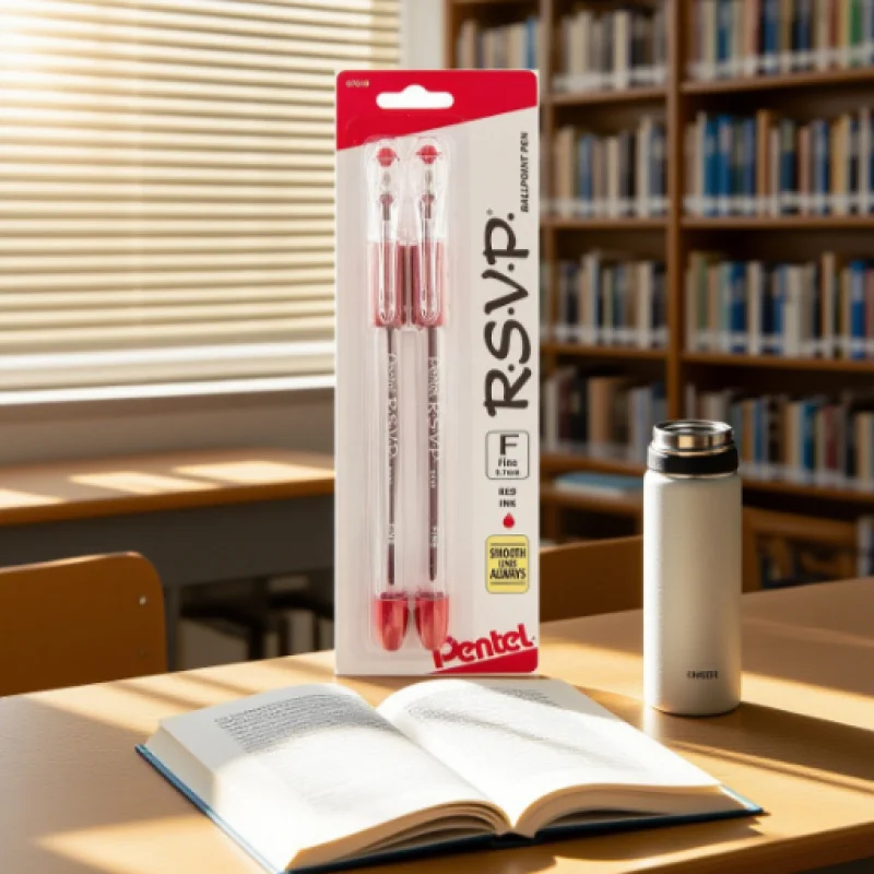 0.7mm Ballpoint Pens - 2 Fine Tip Design Clear Writing in Red