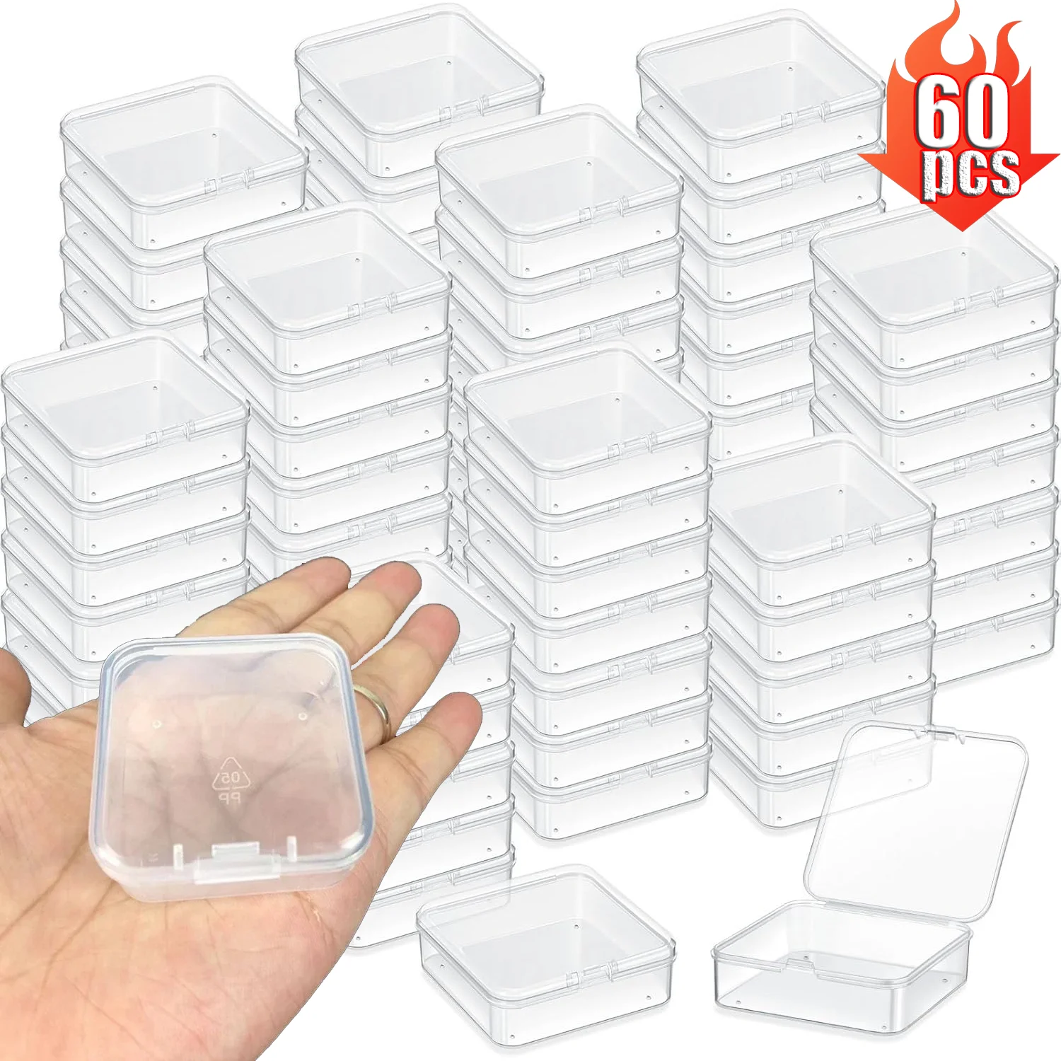 

6-60 шт., прозрачные пластиковые контейнеры для хранения бусин, коробка с крышками, квадратные контейнеры для хранения ювелирных изделий, бусин, принадлежности для рукоделия