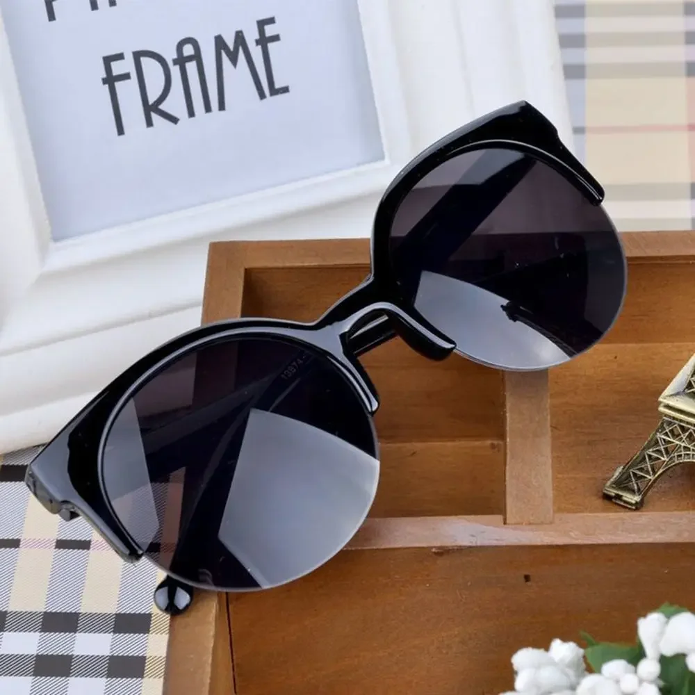 Retro Vintage Cat Eye Sunglasses Half Frame Sunglasses Women Sun Glasses Anti-UV Sunglasses Female Travel Party Glasses 2024 New image 3