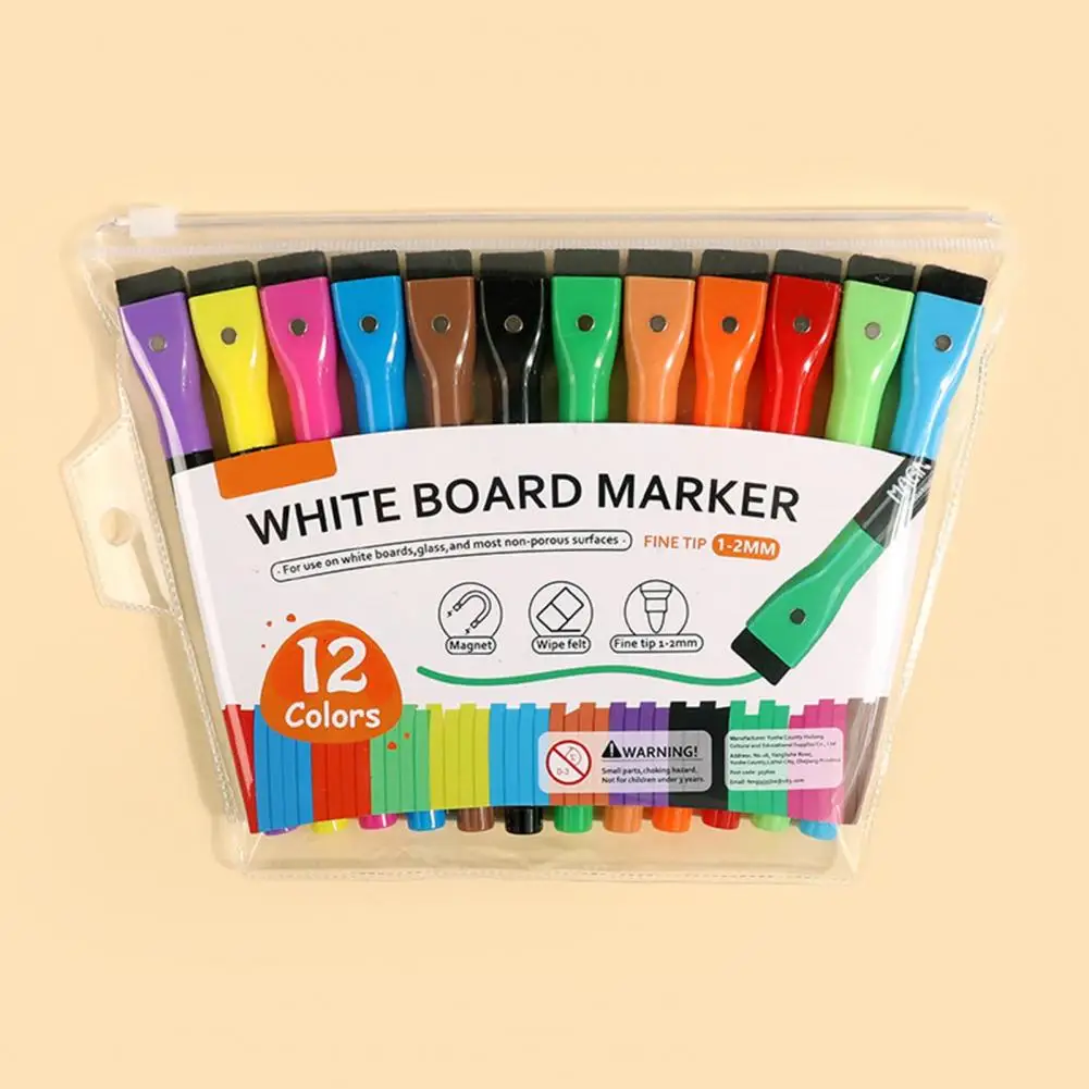 

Dry Erase Board Markers Vibrant Magnetic Liquid Highlighter Pens for Whiteboards Windows Calendars 12 for Office for Whiteboard