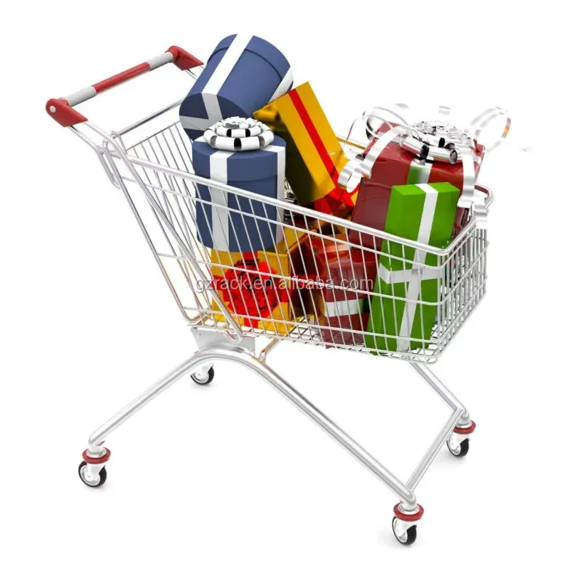 Heavy Duty Metal Shopping Trolley Supermarket Cart Durable Wire Basket Grocery Store Hand Push Trolleys for Retail Use