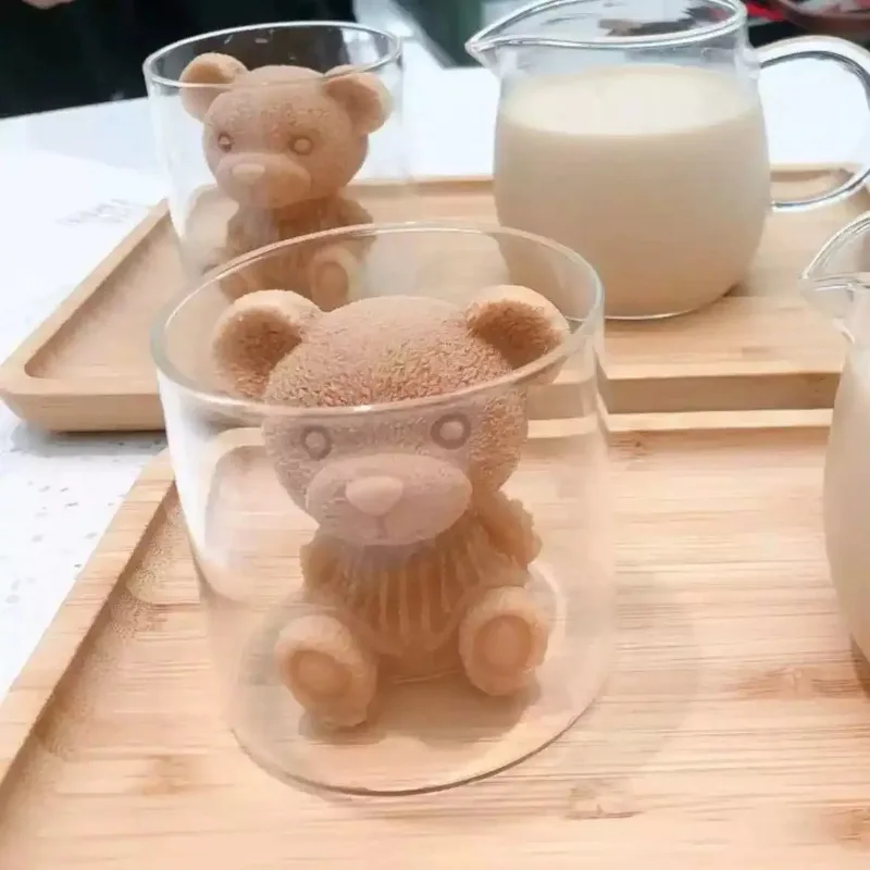 3D 3D Milk Tea Bear Mold Creative Beverage Ice Cube Silicone