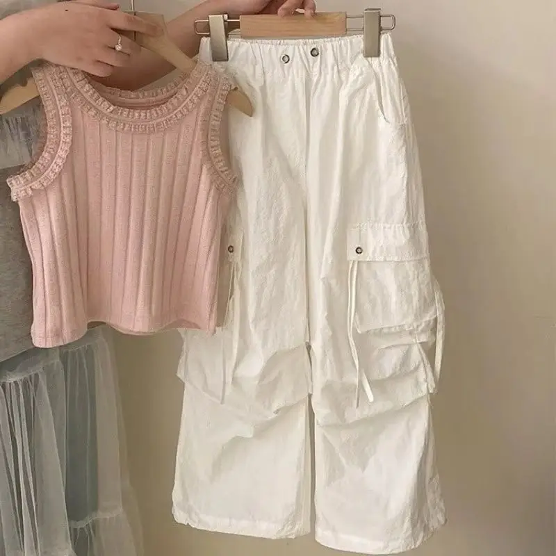 

Teen Girls' Summer Short Sleeve Set Children's Fashionable Loose Pants+T-shirt 2-piece Set 100-160cm