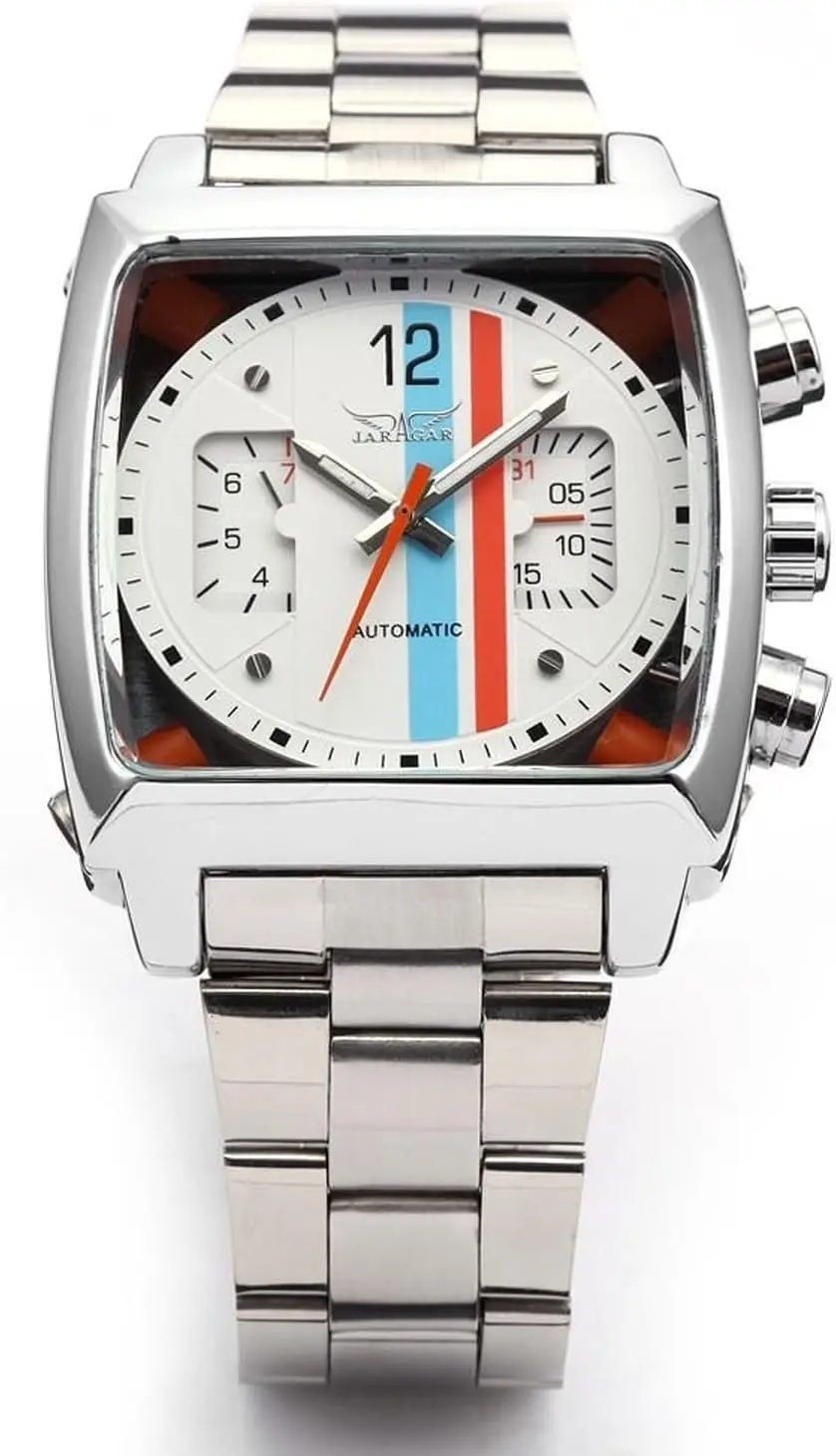 

Men's Automatic Analog Silver Stainless Steel Wristwatch with Date and Luminous Hands for Business