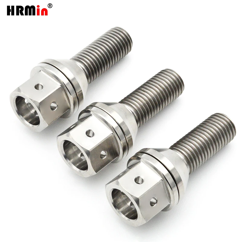 HRMin Gr.5 titanium Conical seat free washer wheel titanium bolt with 6 hole 10ps/20ps M14*1.25*28-45mm for BMW MINI etc