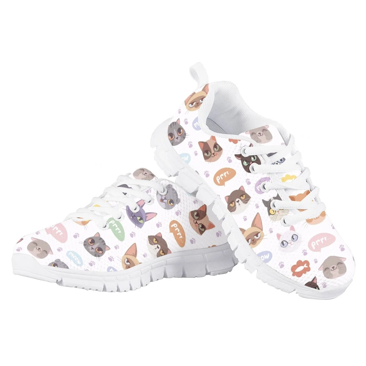 Kawaii Cartoon Cat Paw Pattern Wear-Resistant Children\'s Running Shoes for Boy Girl Lace Up Comfort Men Basketball Sneakers New