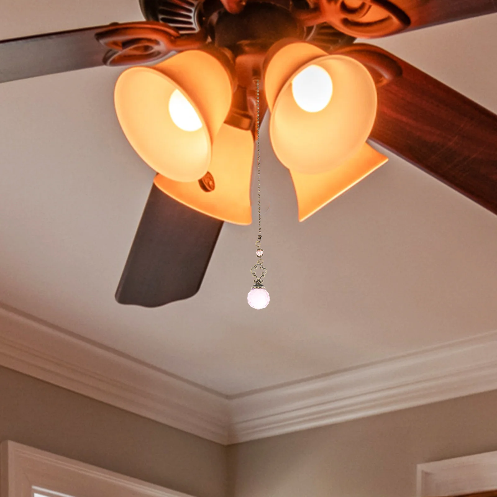 

2Pcs Crystal Pendant Beaded Pull Chain Decorative Ceiling Fan Pull Chain Extension Replacement for Lamps Fans Curtains Blinds