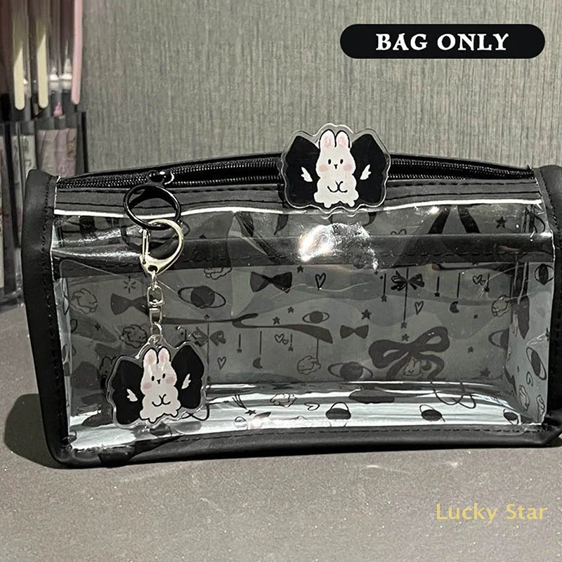 [CCF2]Cartoon Translucent Pencil Case Multi-layer Vertical Large-capacity Stationery Storage Bag School Supply Cosmetic Bag