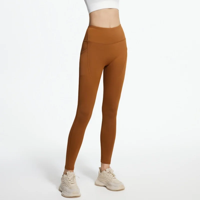 Yoga-Hose für Damen, 2025, pfirsichfarben, Hip-Lift, hohe Taille, Gym-Leggings mit Tasche, Laufen, Fitness, Sporthose, Workout, Sportbekleidung, Kleidung