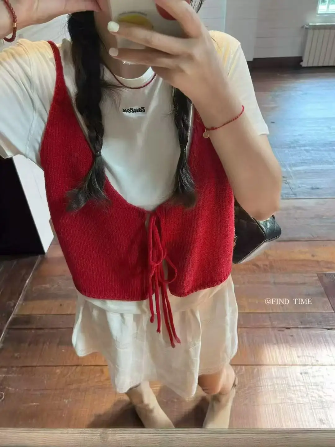 

Reversible Vest Korean Inspired Double-V-Neck Vest Adjustable Tie-Front Ribbed Cardigan Lightweight Casual Layering Vest