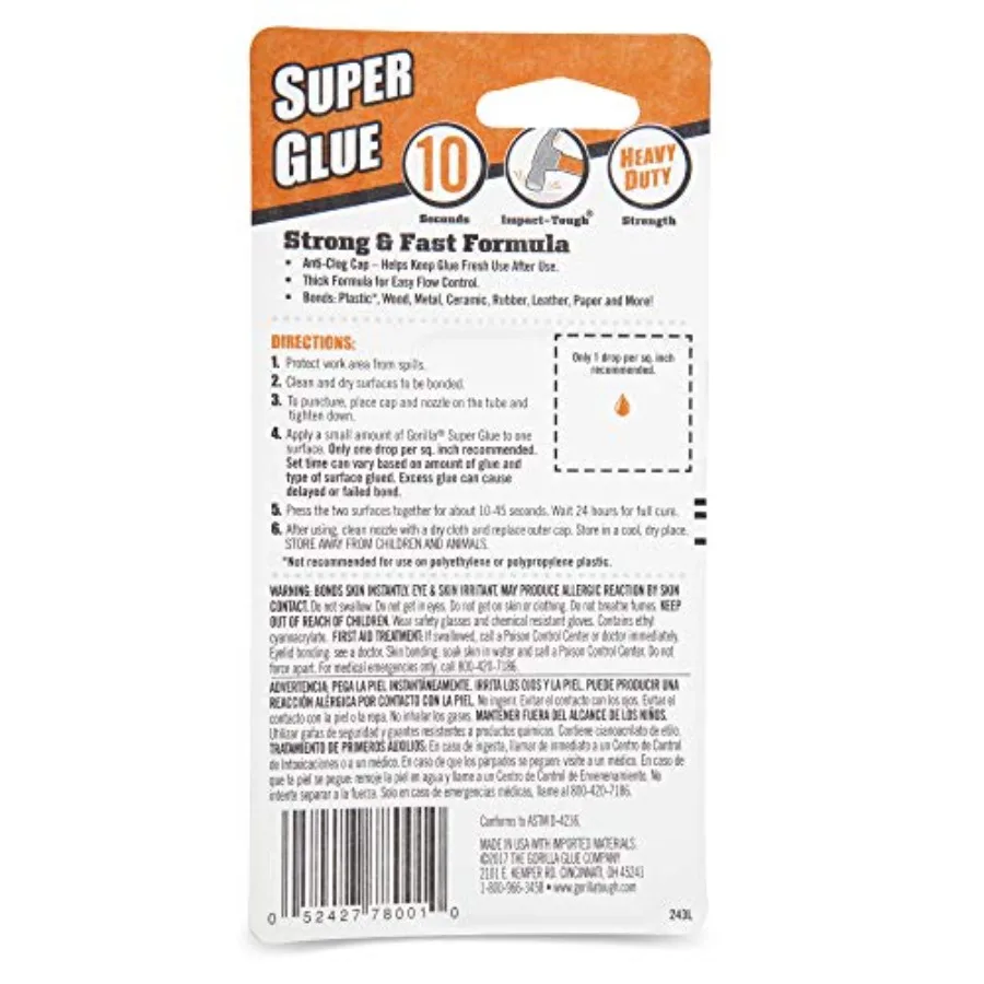Super Glue, Clear Glue, 20 Gram Pack of 1 - All Purpose and Fast Setting for Projects and Repairs