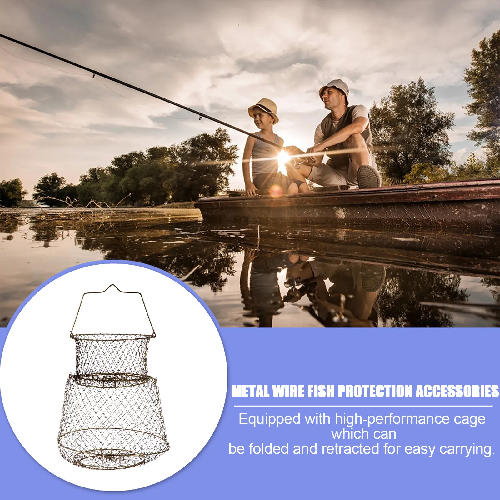 

Прочная складная рыболовная ловушка-сетка из стальной проволоки, портативная, складная конструкция для отлова рыбы на открытом воздухе