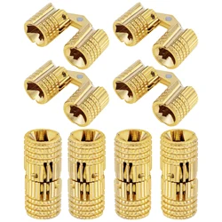 8pcs 0.315inch 8mm Hidden Concealed 180 Degree Opening Angle Furniture Hinges for DIY Jewelry Box Hand Craft,Brass Barrel Hinges