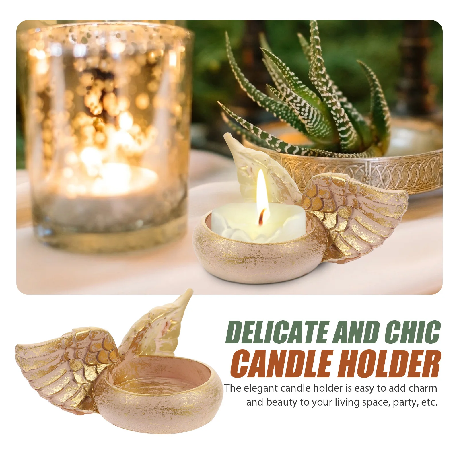 

Nordic Style Resin Angel Wing Holder Decorative Candlestick for Wedding Party Banquet Table Decoration Holder