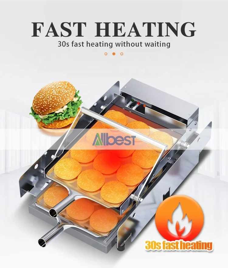 Horizontal Double-layer Semi-automatic Hamburger Pancake Machine With 24pcs/time