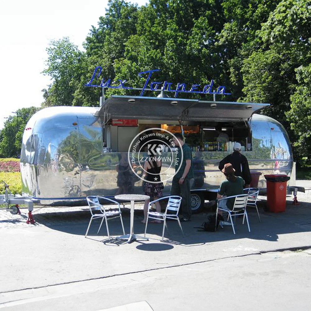 Street Restaurant Food Trailer Customized Snack Cart With Equipments Concession Airstream Food Truck Trailer