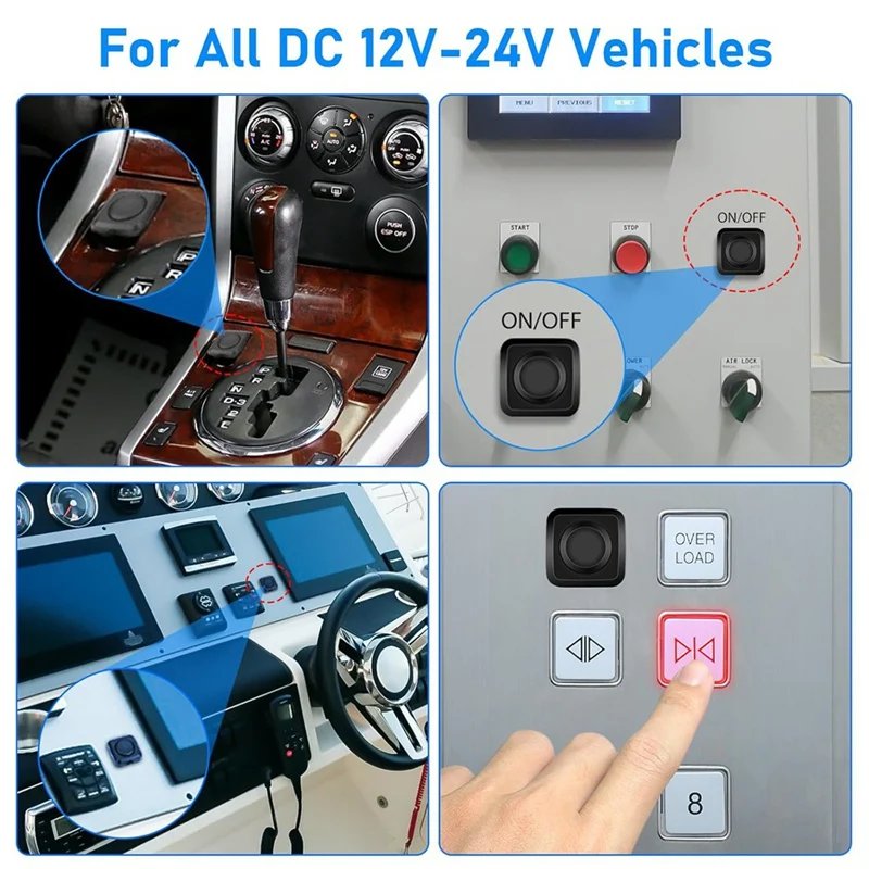 10Pcs Rocker Switches, Momentary Push Button Switch Surface-Mount On/Off Horn Buttons For 12V/24V Industrial Control