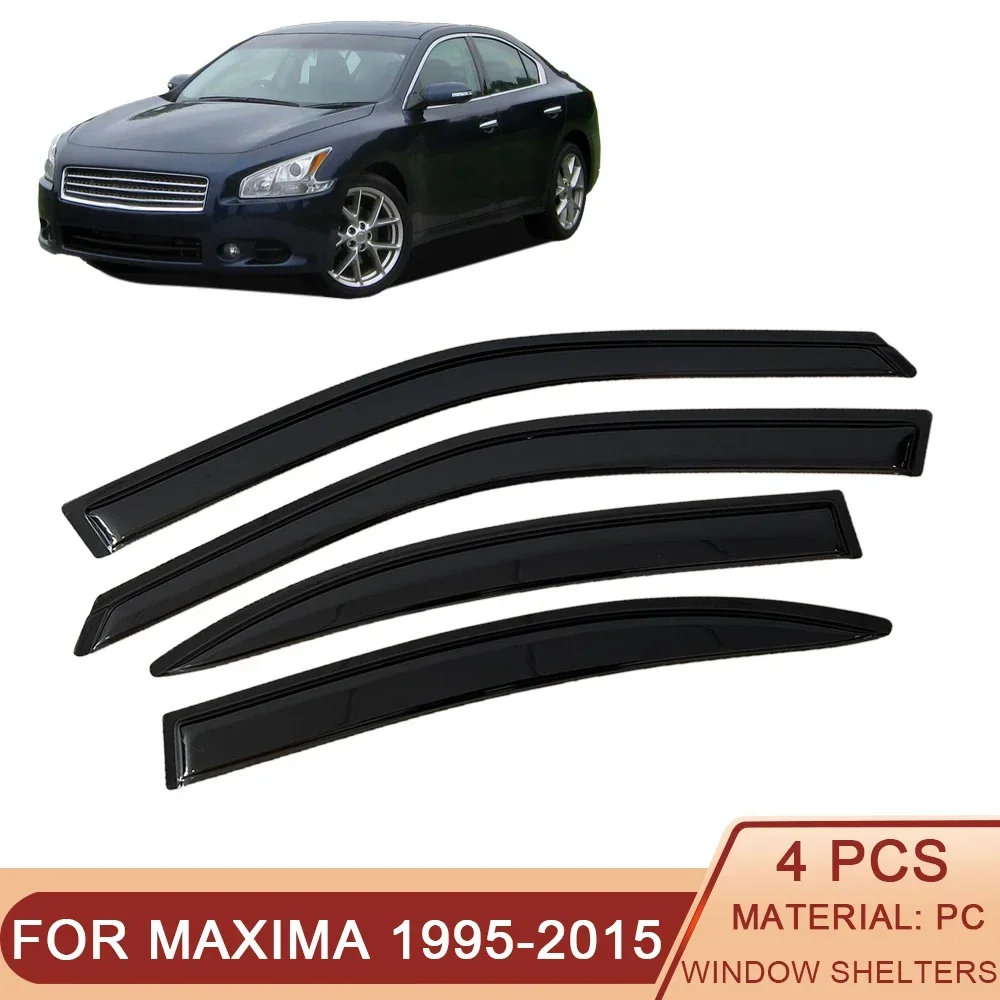 

For Nissan Maxima 1995-2015 Auto Side Window Wind Deflectors Visors Black Rain Guard Door Visor Vent Shades Dark Smoke Ventvisor