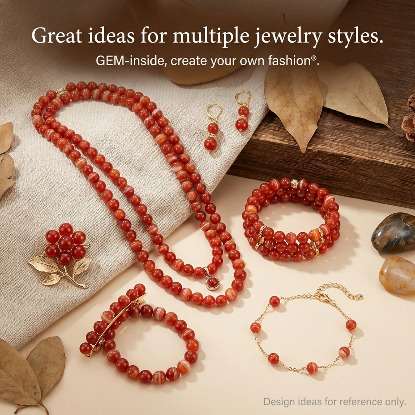 Red Sardonyx Stripe Agates Round Beads For Jewelry Making  Strand 15\