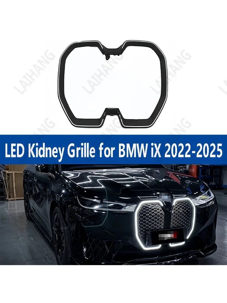 Motorkap Radiator Nier Verlichte Grille voor BMW iX iX40 iX50 M60 2022-2024 Gemodificeerde Glanzend Zwarte LED Grill Frame vervanging - afbeelding 2