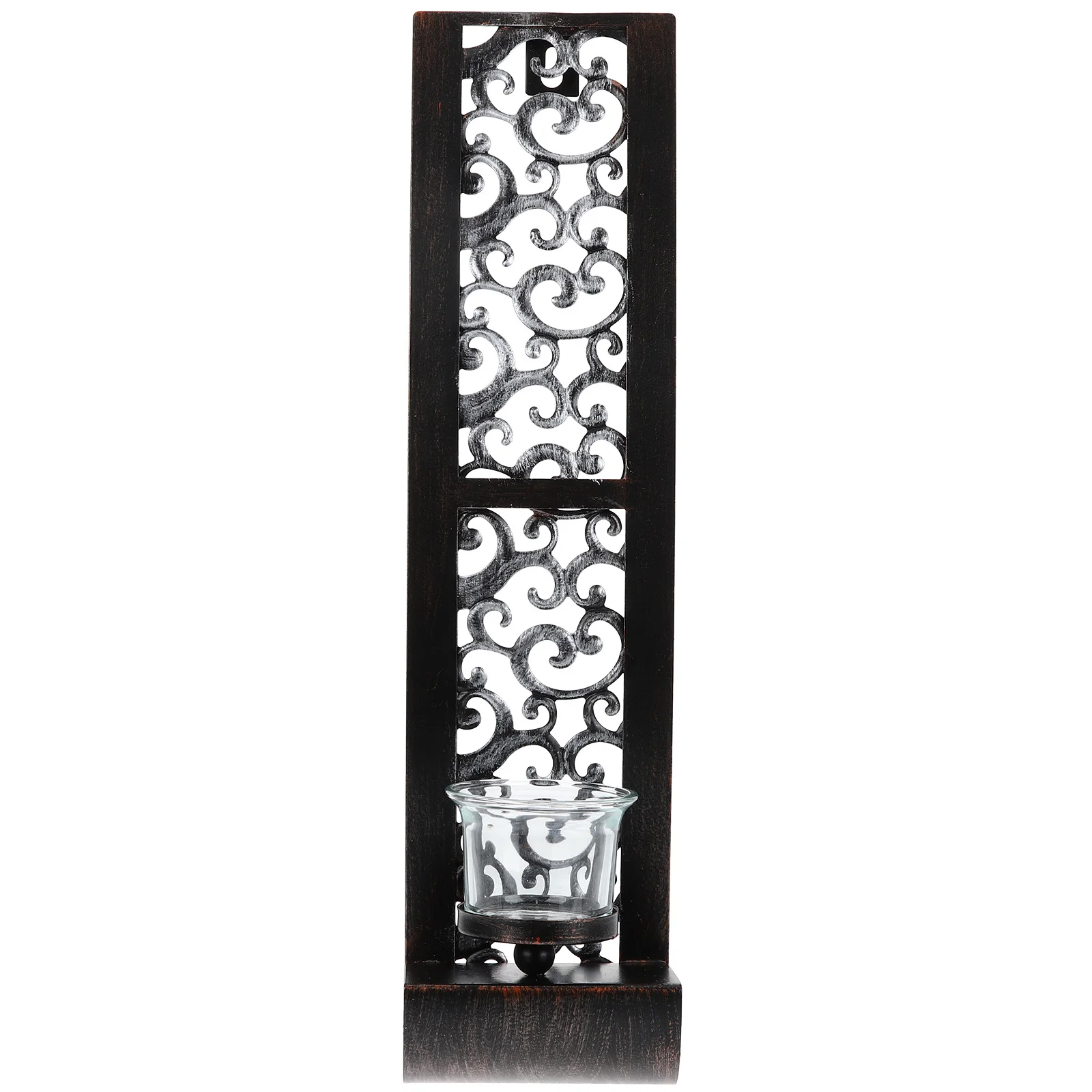 

Iron Holder Hanging Hollow Retro Tea Light Stand Wall Mounted Decorative Holder Metal Candlestick