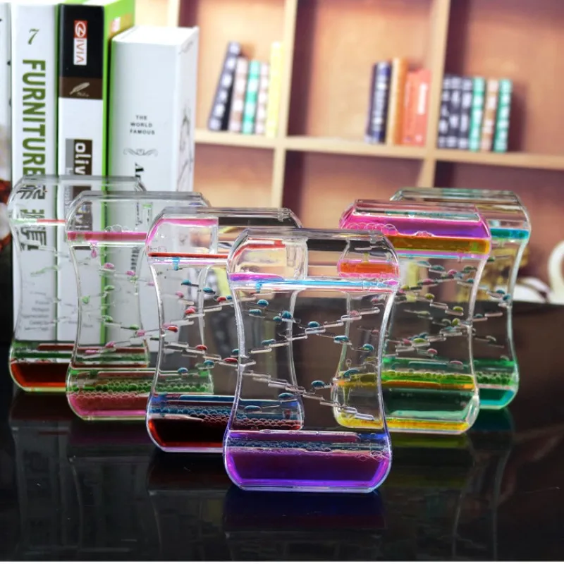 Creative Oil Drop Sliding Dual Color Liquid Water Oil Drop Hourglass Sports Bubble Decompression Toy Timer Desktop Decoration