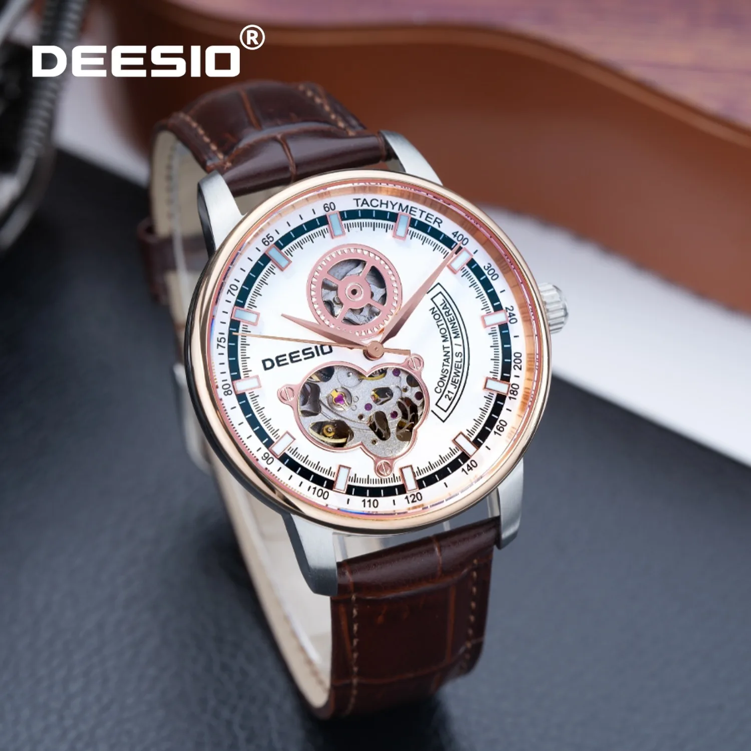 

Deesio Automatic Mechanical Watch for Men, Skeletonized 316L Stainless Steel Case Water Proof Stylish Luminous Men's Watches