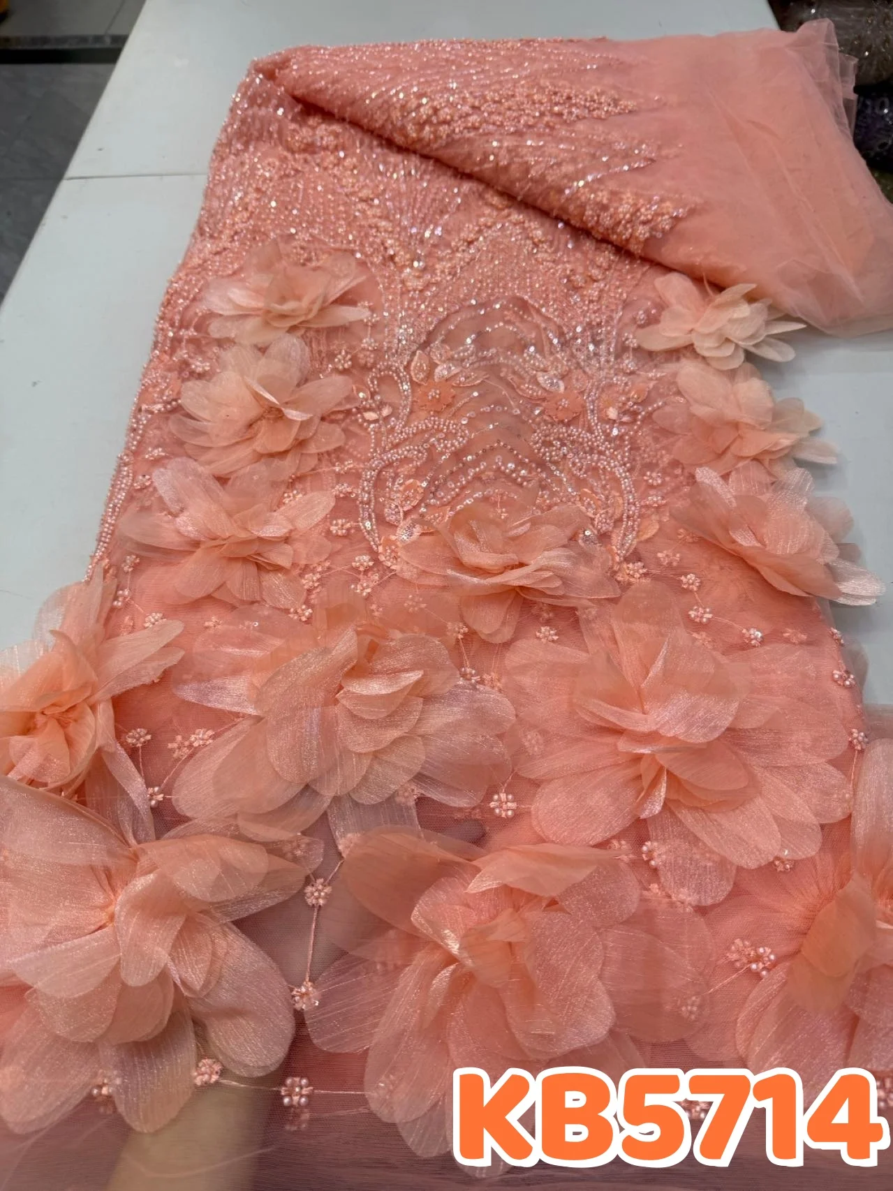 ​YLS African Green Tulle Sequins Beaded Lace 5 Yards Nigerian Embroidered Lace Fabrics for Ladies Party Wedding Dresses KB5714
