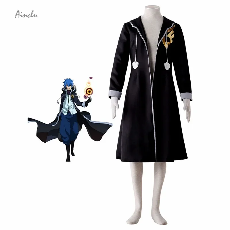 

Ainclu Free Shipping New Black Fairy Tail Jellal Fernandes Cosplay Costume Long Coat Brand Costumes