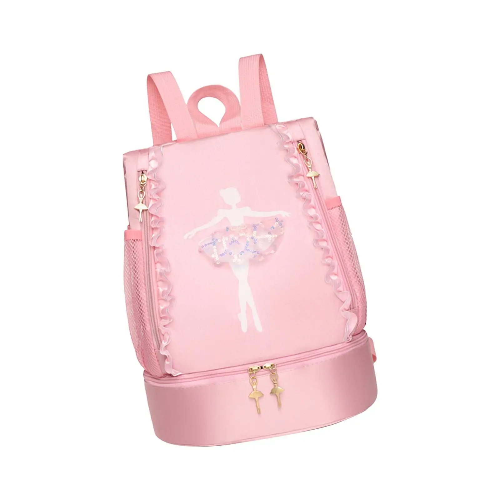Portable Ballet Dance Backpack for Girls Pink Adjustable Strap Waterproof Oxford Cloth Gym Travel Bag