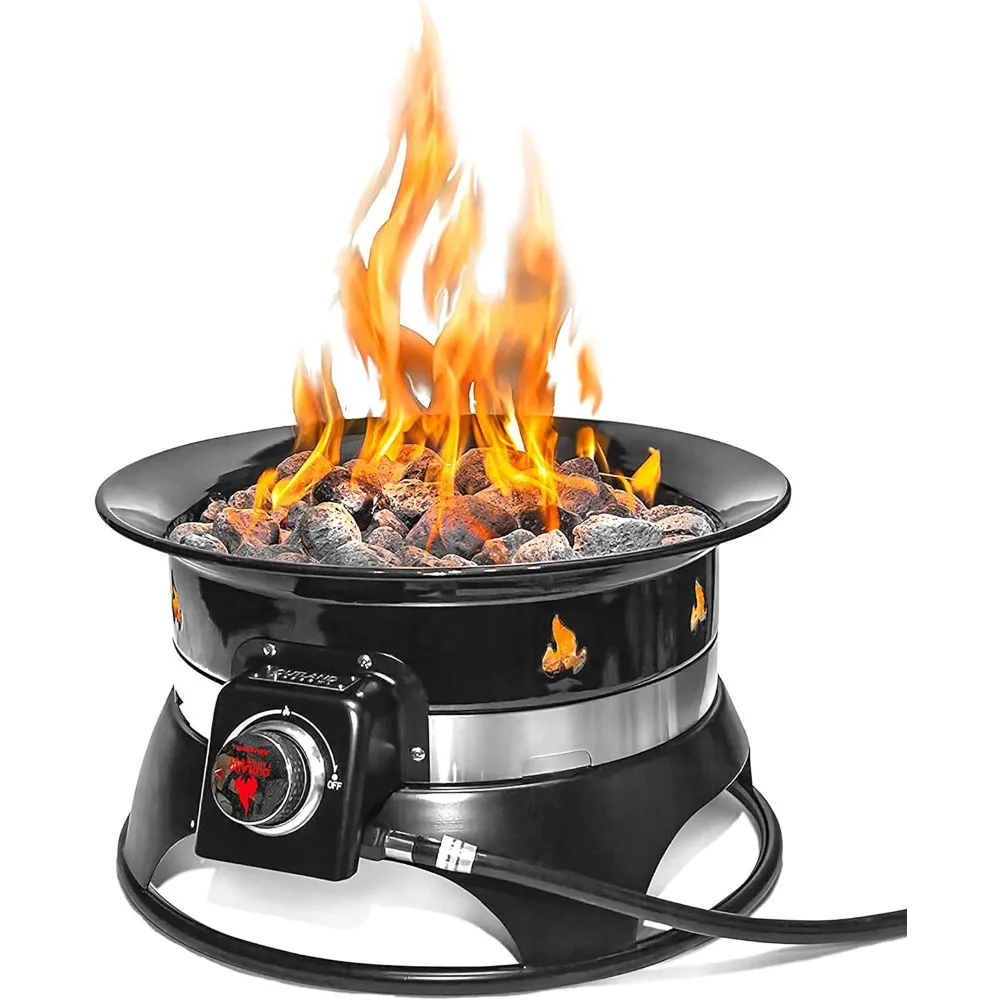

Fire Pit, Round Outdoor Portable Propane Gas Fire Pit With Fire Pit,19-inch Diameter 58,
