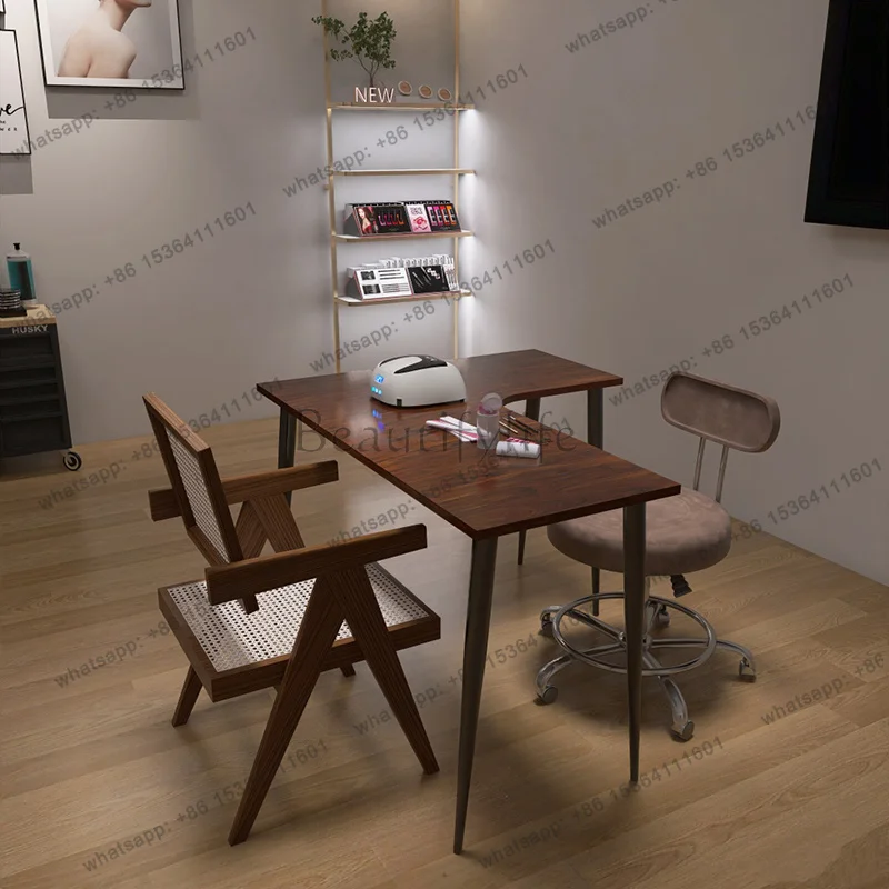 YJ Minimalist Wabi Sabi Nail Desk Unique Trendy Retro Design Nail Table Elegant Premium Mesa De Manicure Profissional Furniture