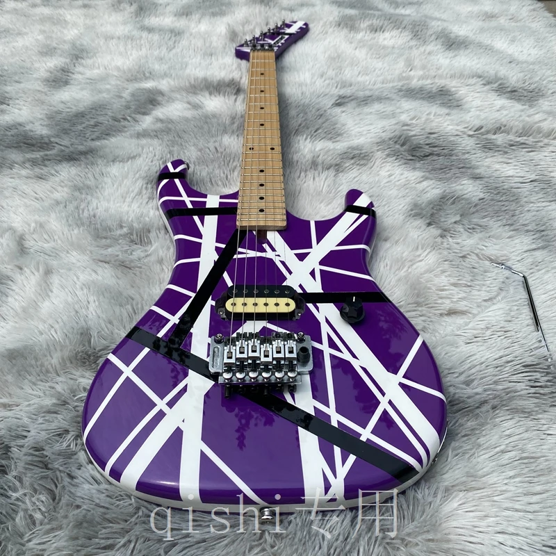 

5150 electric guitar eddie van halen Canadian maple fingerboard, signed, classic purple and white stripes