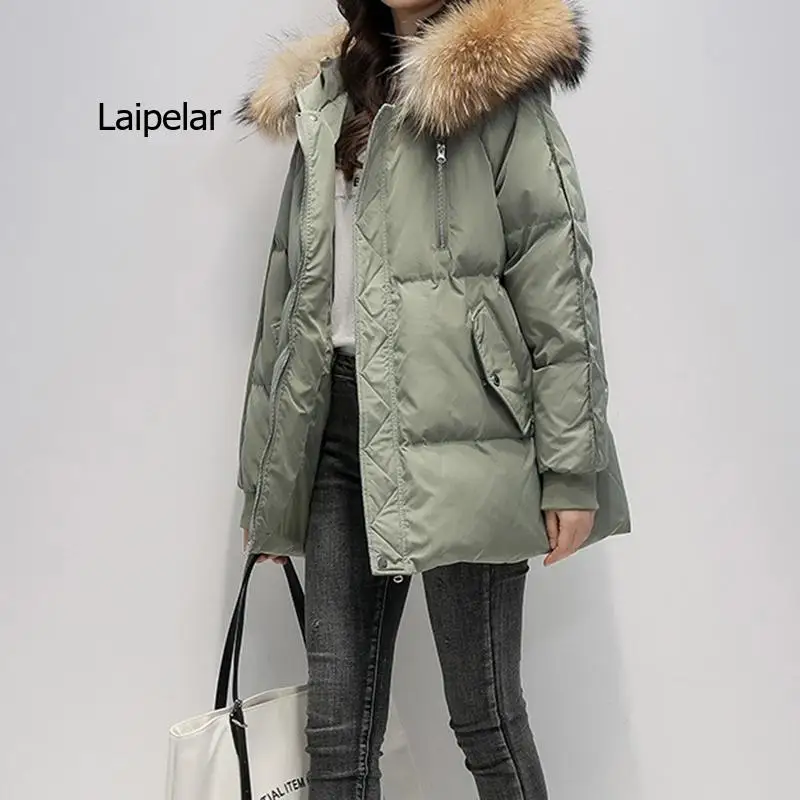 Women\'s Hooded Parka Pure Color Casual Thicken Jacket Korean Fashion Long Sleeve Women\'s Jacket 2022 Winter New Down Jacket