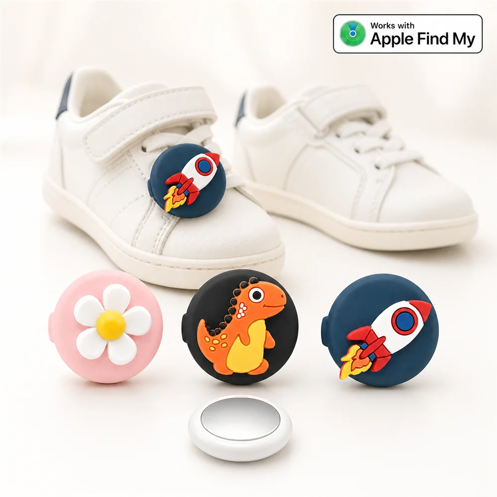 Works with Apple Find My: Waterproof Kids Shoe Tracker Holder & Smart Tag, Hidden Cartoon Case for Shoelaces for Boys & Girls