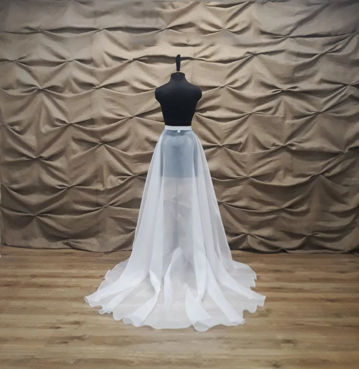 Falda desmontable de Organza para boda, vestido de novia con cola extraíble