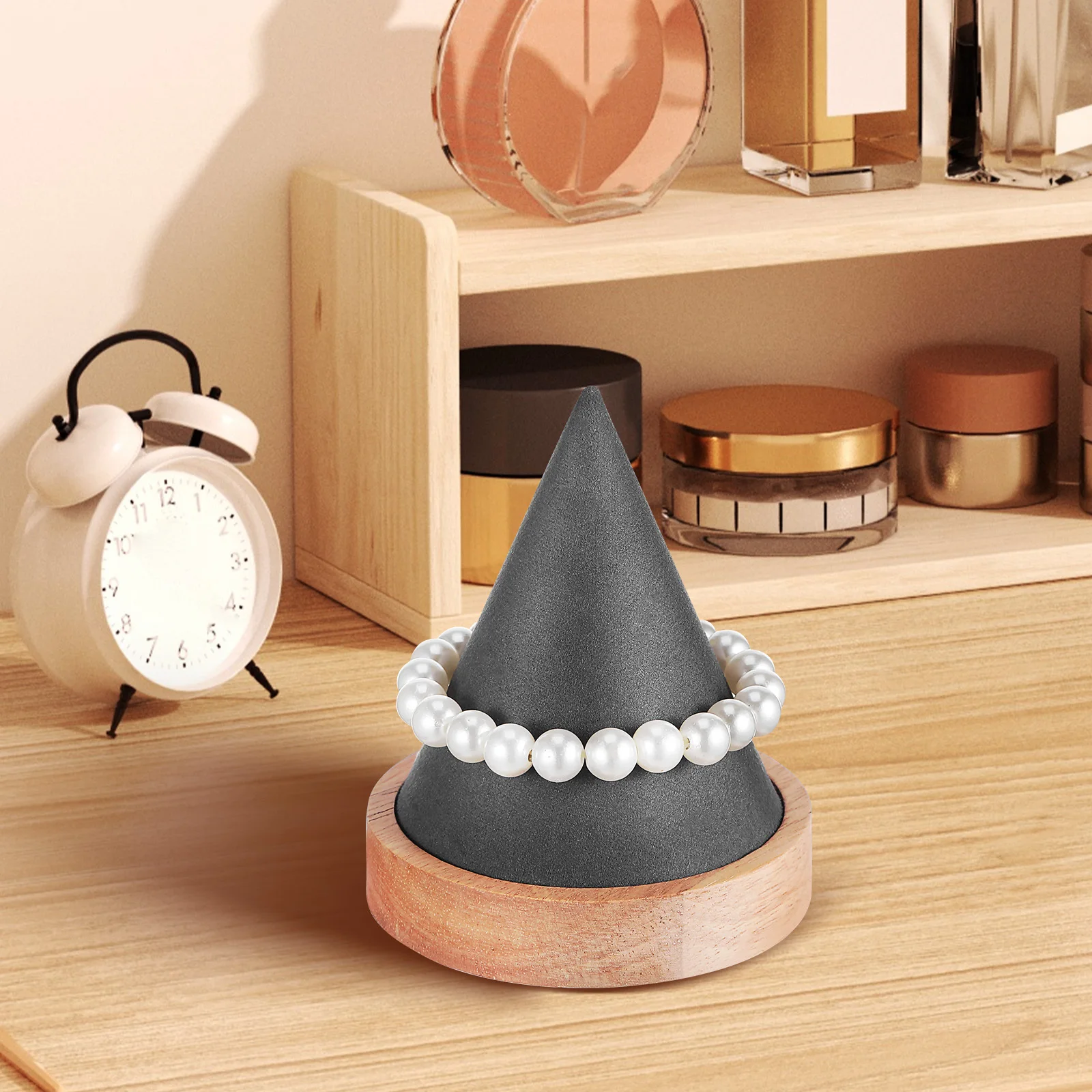 

Cone Shape Solid Wood Jewelry Display Stand for Bracelet Bangle Watch Organizer Holder Retail Use Jewelry Display Cone